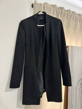 Zara Black Longline Open-Front Blazer